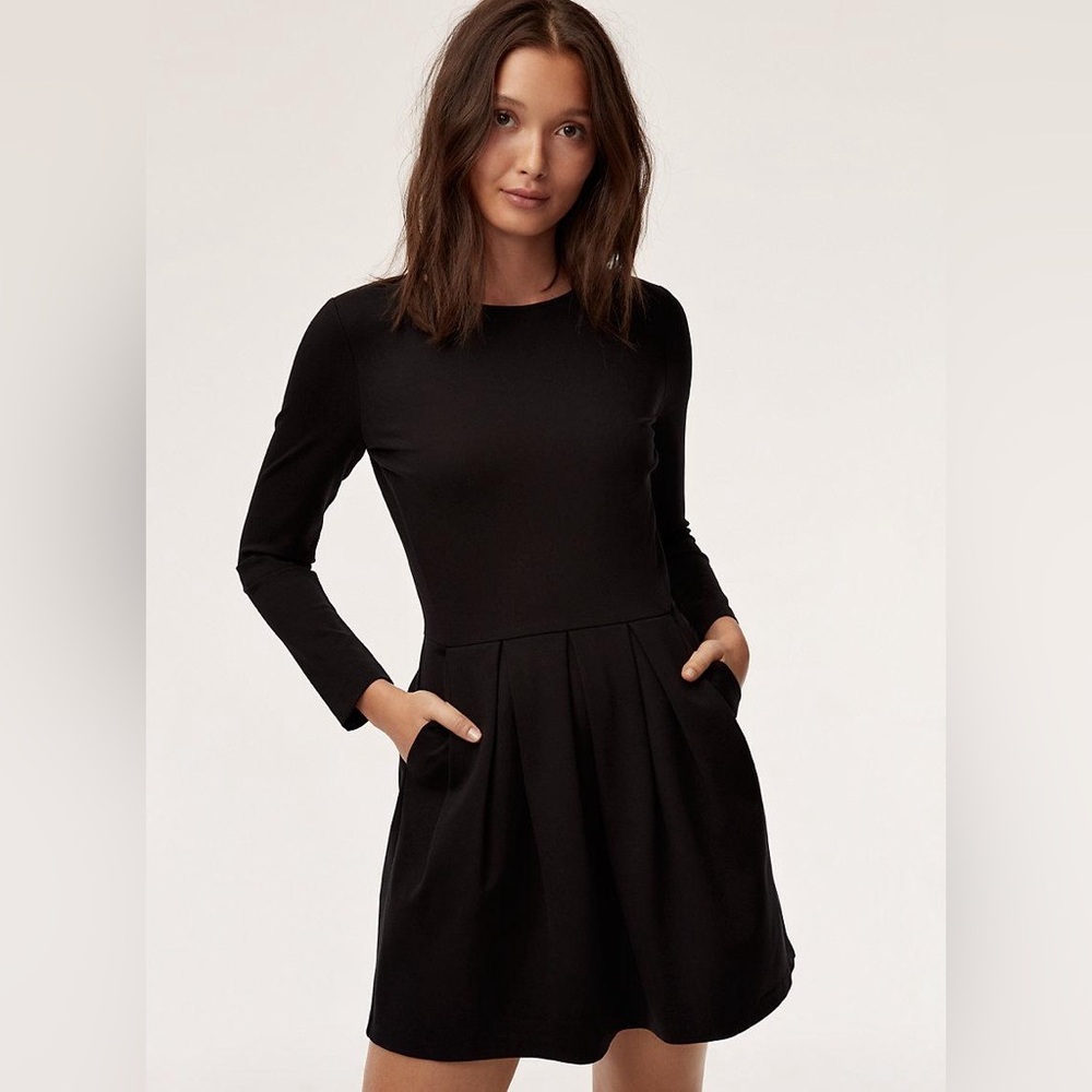 Talula (Aritzia) Tartine Dress | Black Long Sleeve Fit & Flare | Size 00